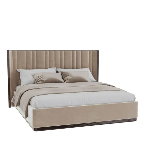 SAGA 140 ITALIAN CURVED BED UPHOLSTERED IN VELVET FABRIC