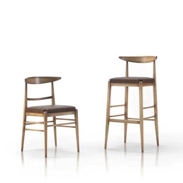 LAURA WALNUT & BROWN BAR STOOL - Image 2