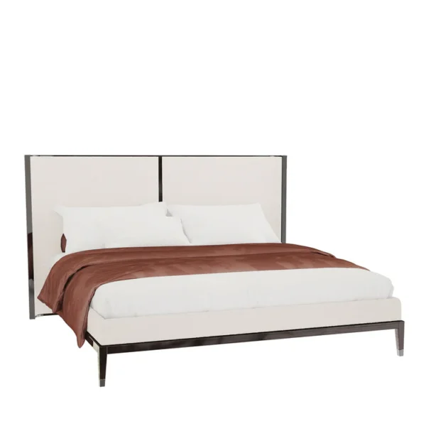 THYIA 140 ITALIAN CURVED BED IN IVORY BOUCLE FABRIC