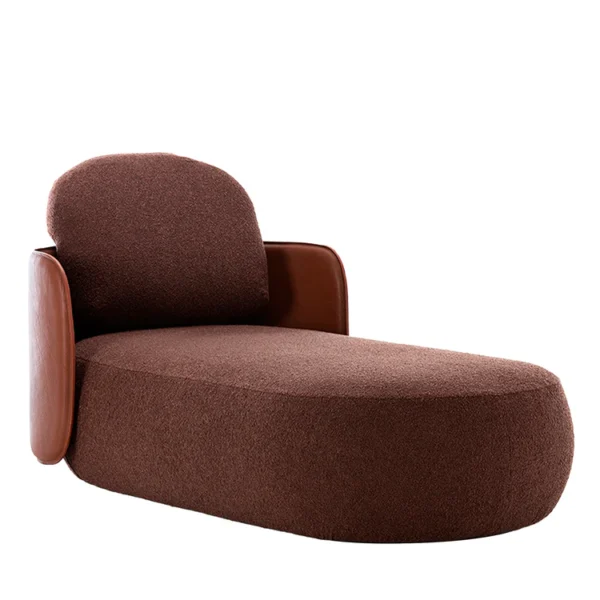 MOCHI BROWN LEATHER & FABRIC CHAISE LONGUE