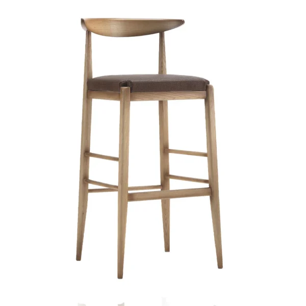 LAURA WALNUT & BROWN BAR STOOL