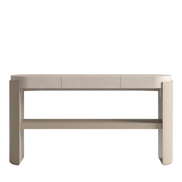BEIGE CONSOLE WITH LEATHER TOP