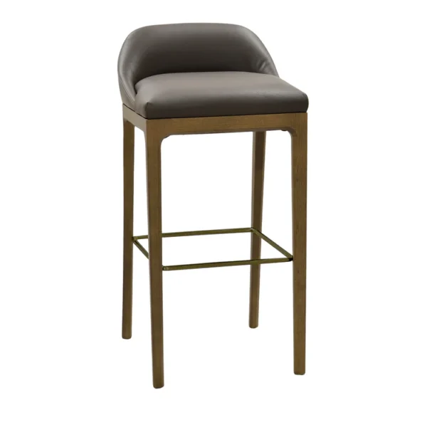 BELLAGIO LOW BACK ASH WOOD LEATHER BAR STOOL