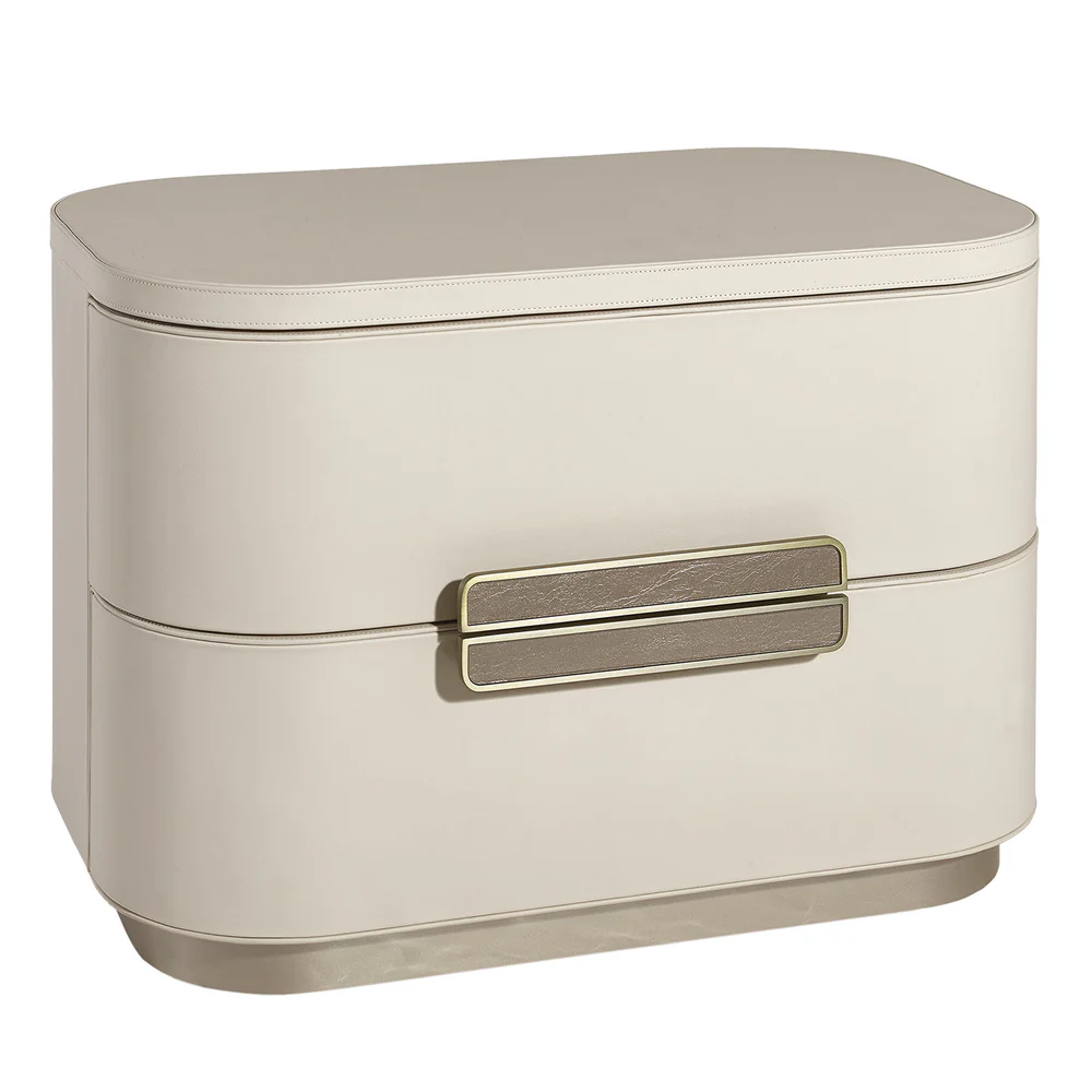 AMIDELE BEIGE LEATHER NIGHTSTAND